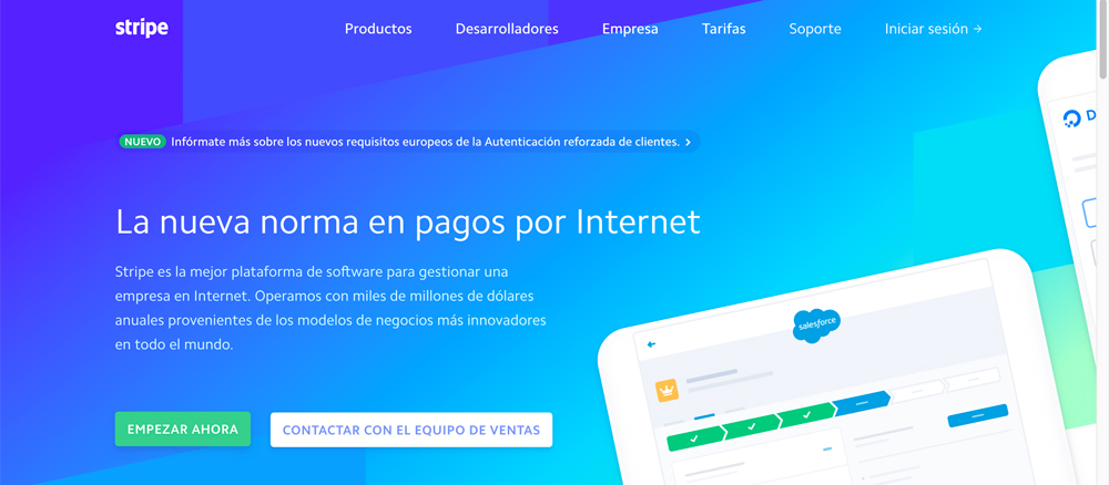 Acceder a la web de Stripe