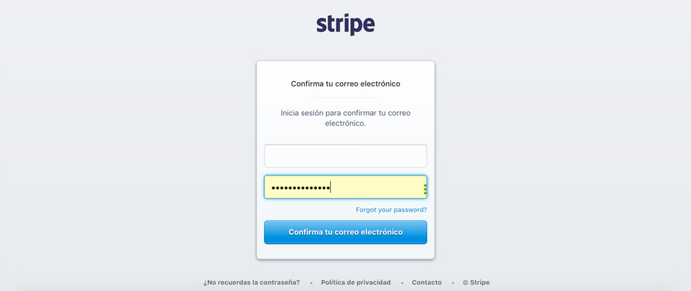 Confirmar correo electrónico Stripe